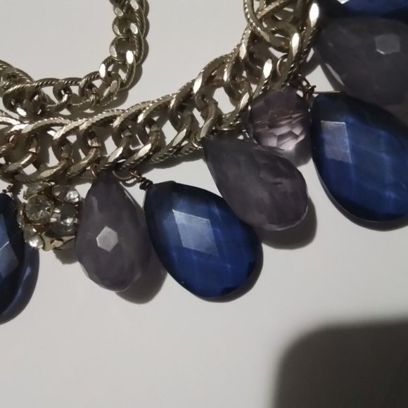 Lolite Badamche Necklace Almonds Rimestones Balls Vintage Blue And Grey Jn1 - Picture 3 of 5